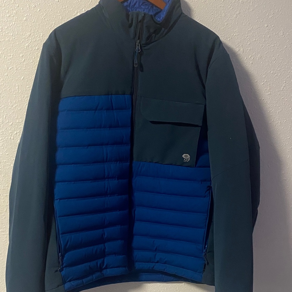 Mountain Hardwear Men's Dark and Light Blue Puffer Jacket